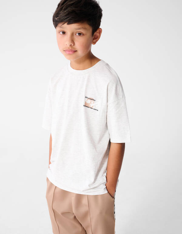Oversized Waves Artwork T-Shirt Hellgrau SHOEBY BOYS