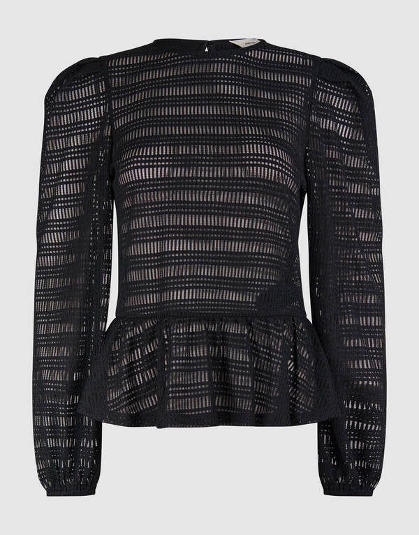Mesh-Struktur Top Schwarz SHOEBY WOMEN