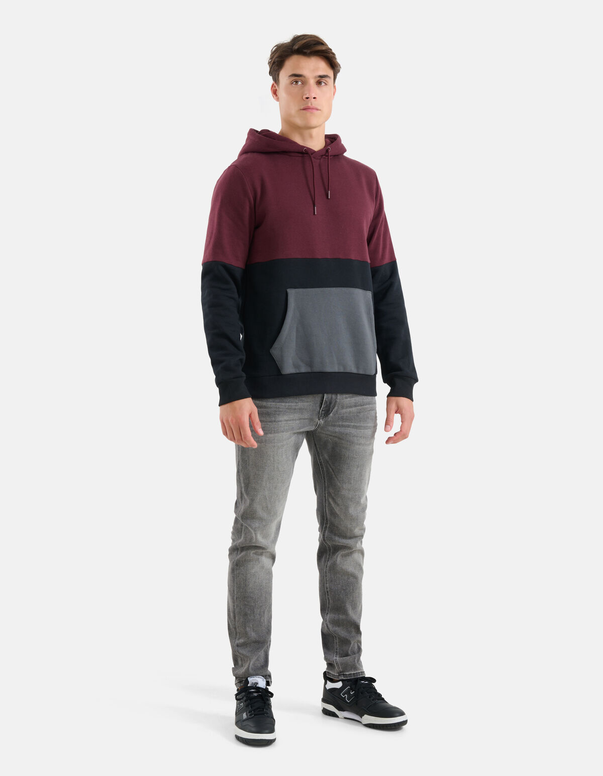 Farbiger Kontrast-Kapuzenpullover Schwarz SHOEBY MEN