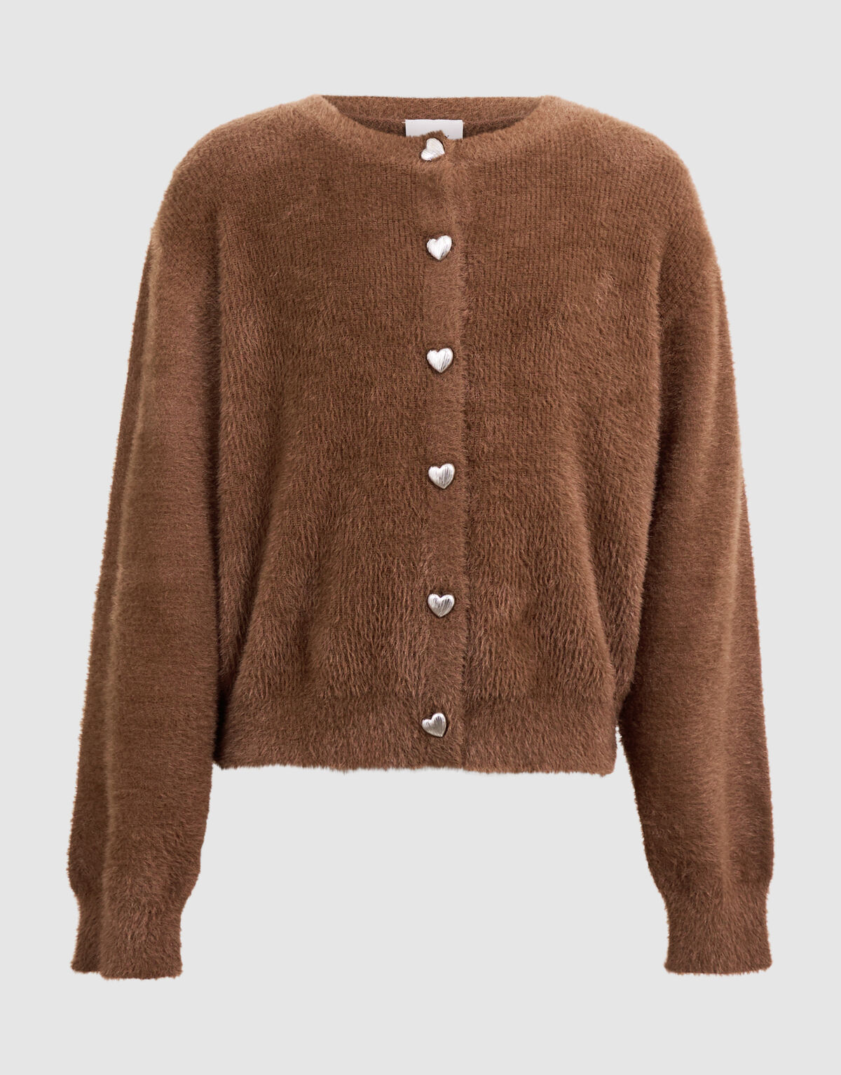 Flauschige Strickjacke mit Kn&ouml;pfen Braun SHOEBY GIRLS