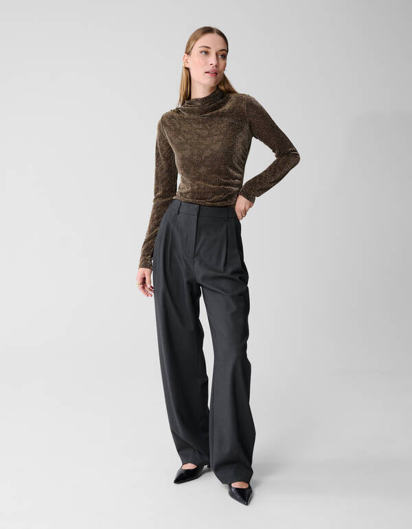 Glitzerndes Top mit Ausschnitt, Gold SHOEBY WOMEN