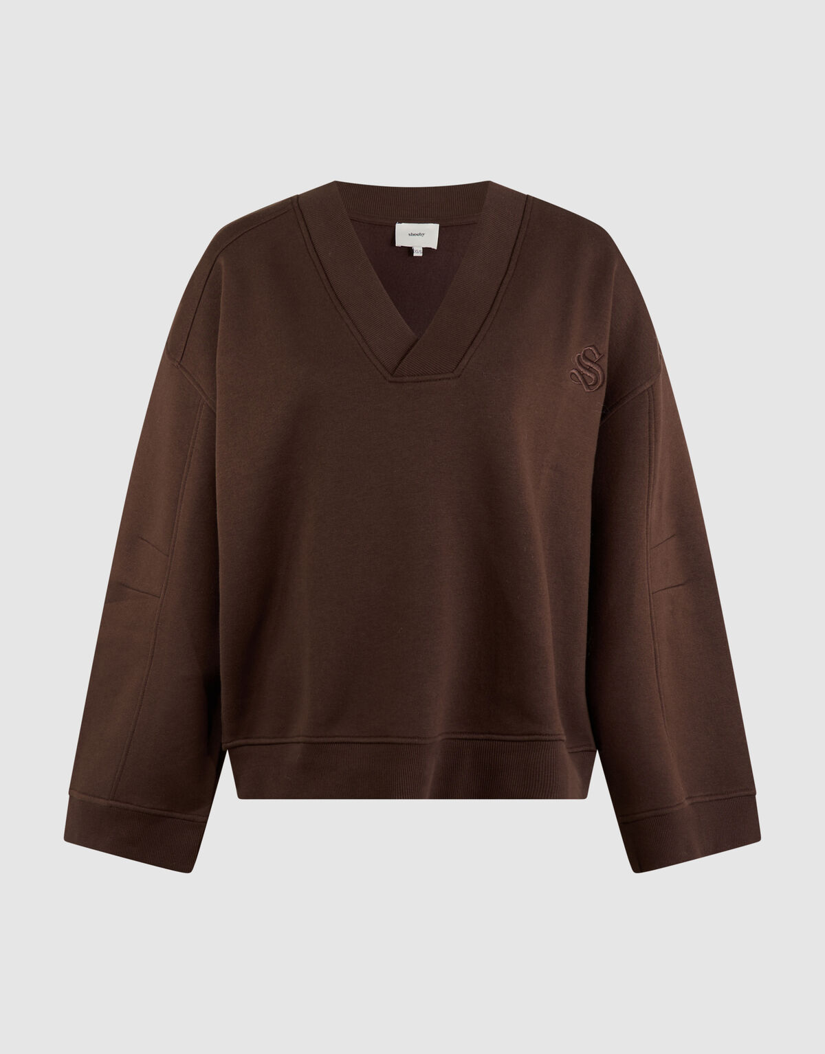 Oversized Pullover mit V-Ausschnitt Dunkelbraun SHOEBY WOMEN