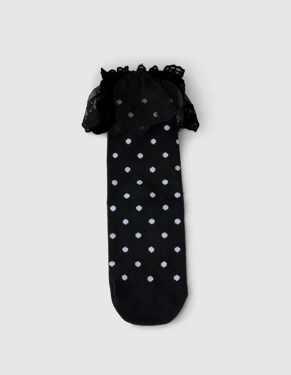 Kanten Polkadot Socken Schwarz SHOEBY ACCESSOIRES
