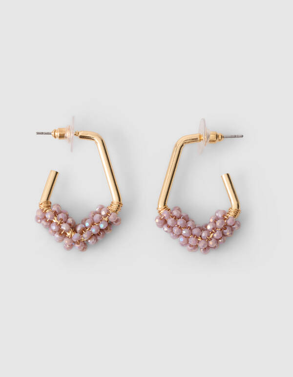 Beaded Hoop Ohrringe Hellrosa SHOEBY ACCESSOIRES