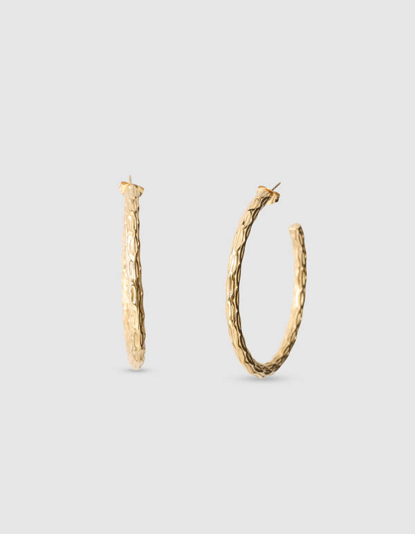 Geh&auml;mmertes Creolen-Design, Gold SHOEBY ACCESSOIRES