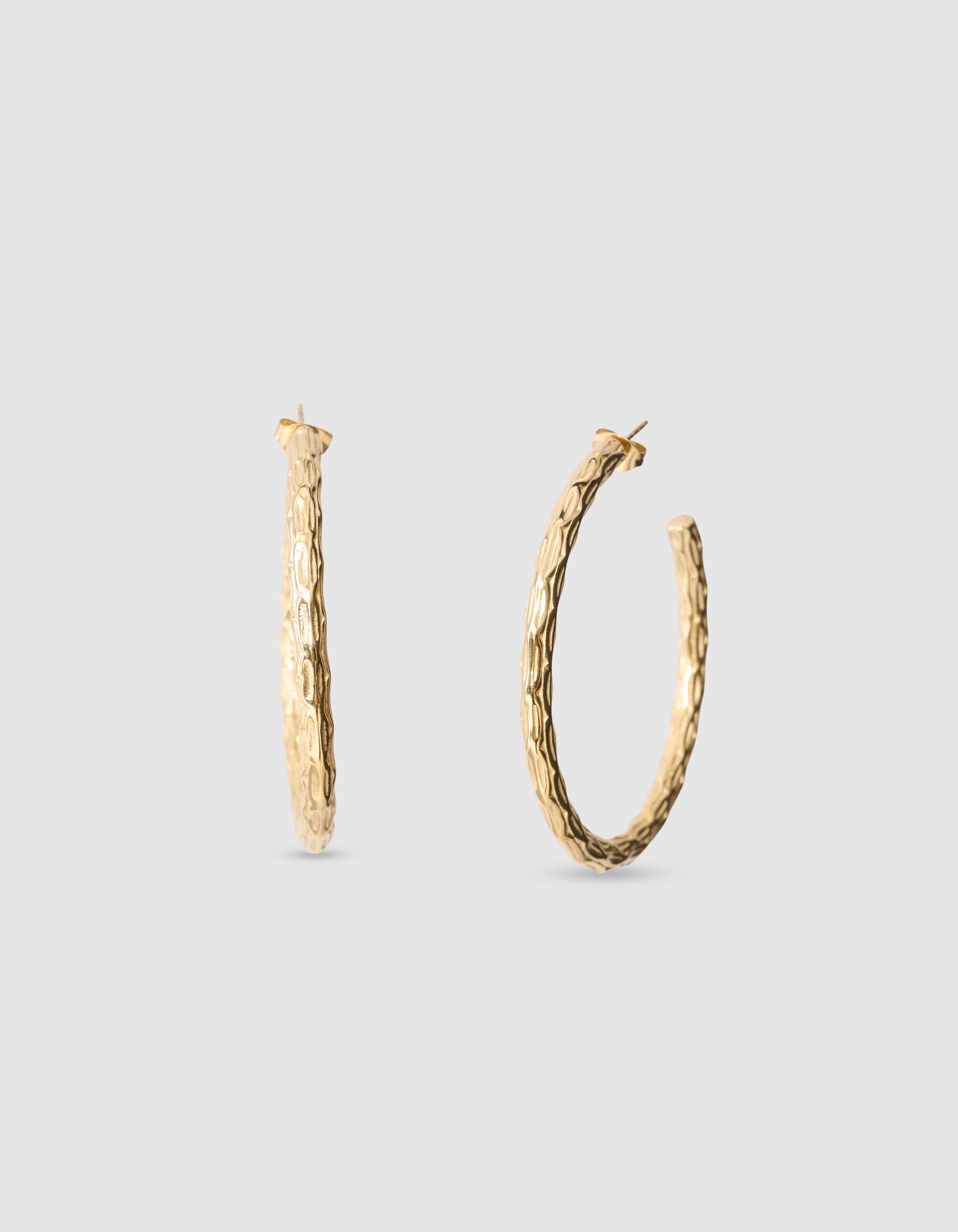 Geh&auml;mmertes Creolen-Design, Gold SHOEBY ACCESSOIRES