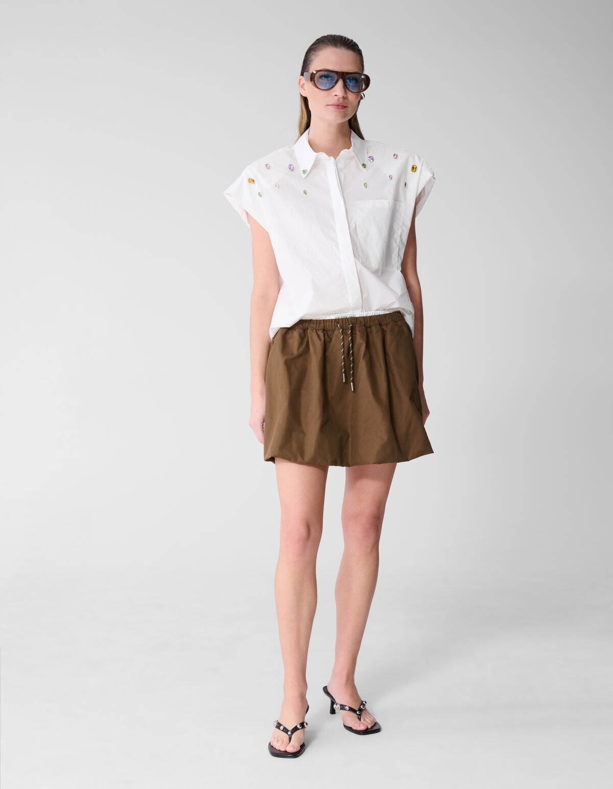 Strass-Popeline-Bluse Wei&szlig; SHOEBY WOMEN