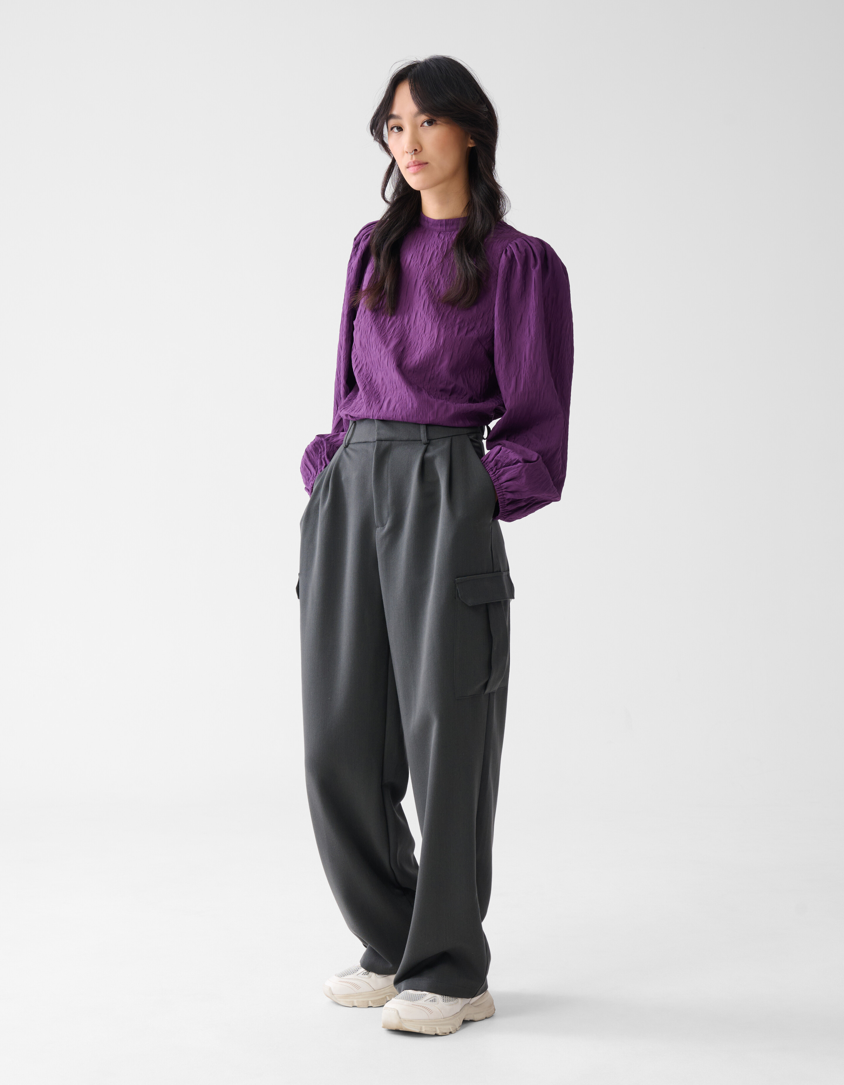Cargo-Hose mit weitem Bein und Passform Dunkelgrau SHOEBY WOMEN