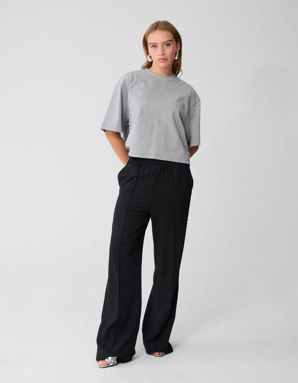 Cropped Boxy Fit T-Shirt Hellgrau SHOEBY WOMEN