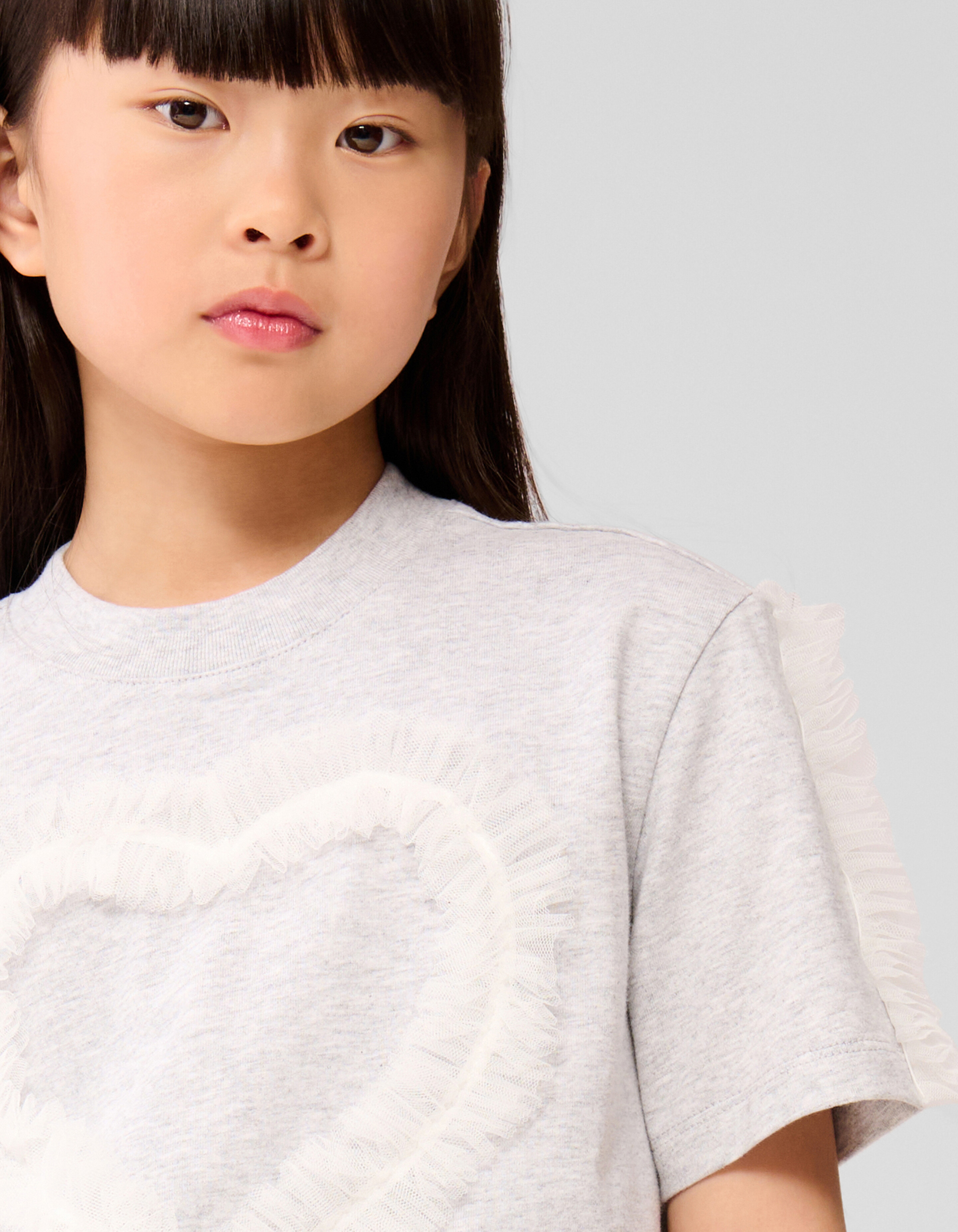 Mesh Heart T-shirt Hellgrau SHOEBY GIRLS