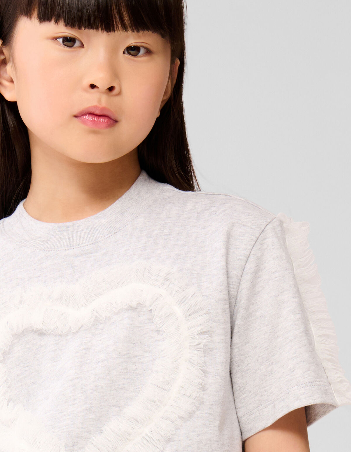 Mesh Heart T-shirt Hellgrau SHOEBY GIRLS
