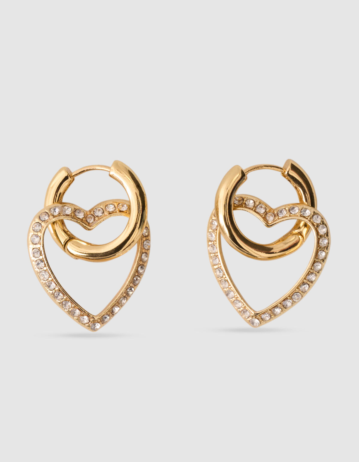 Strass-Herz-Creolen Ohrringe Gold SHOEBY ACCESSOIRES