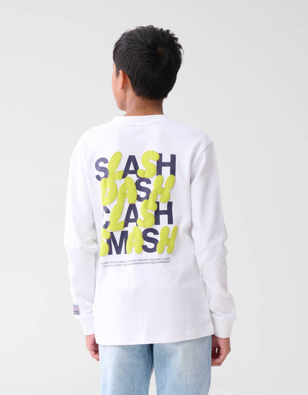 Text-Langarm-T-Shirt Wei&szlig; SHOEBY BOYS