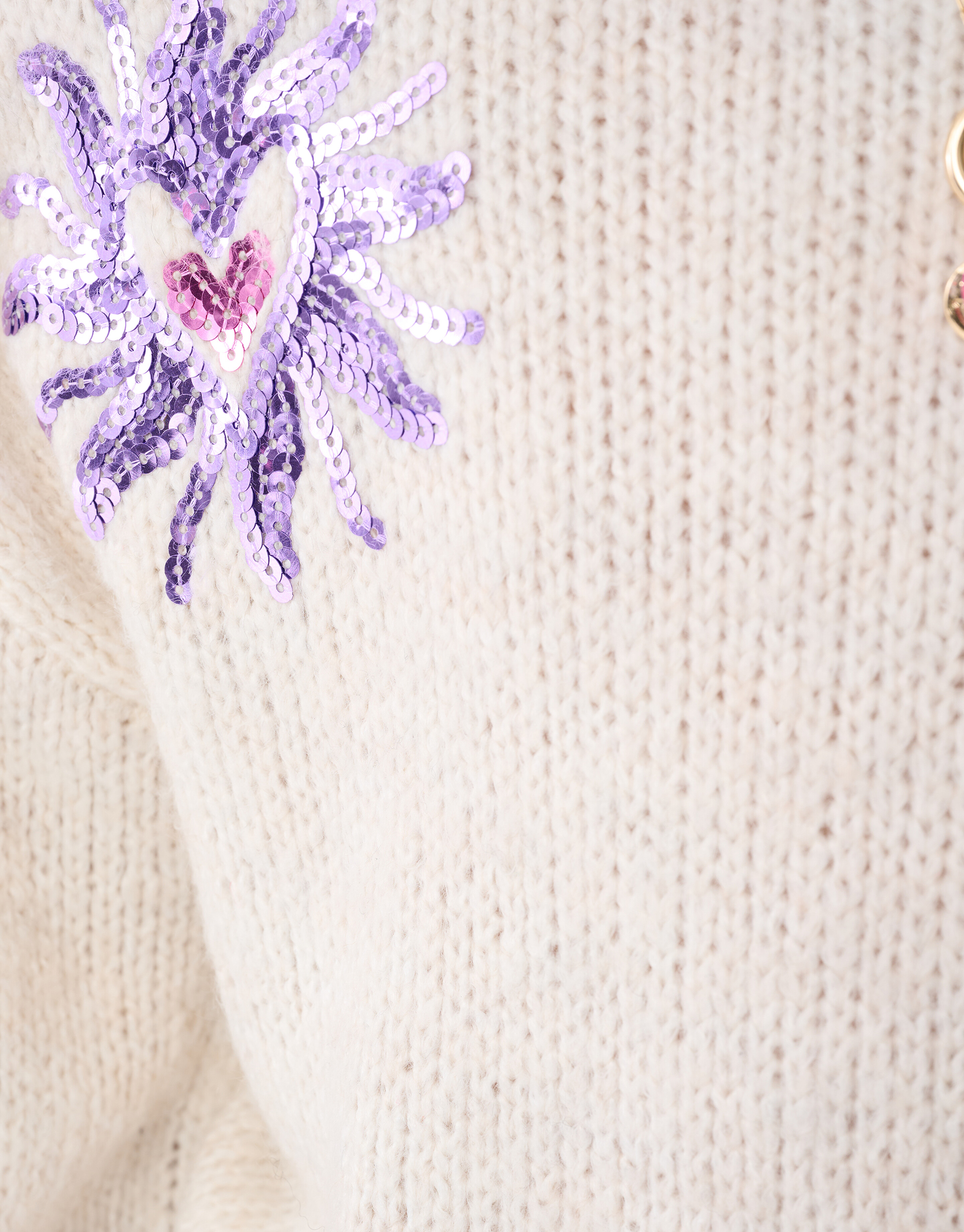 Pailletten Strickpullover Gebrochen Wei&szlig; SHOEBY GIRLS
