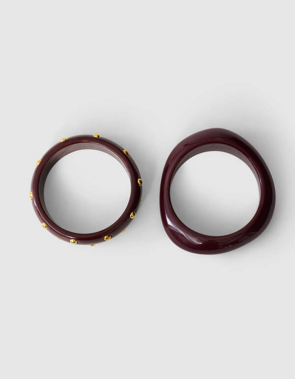 Bangle-Ohrring-Set Braun/Dunkelrot SHOEBY ACCESSOIRES