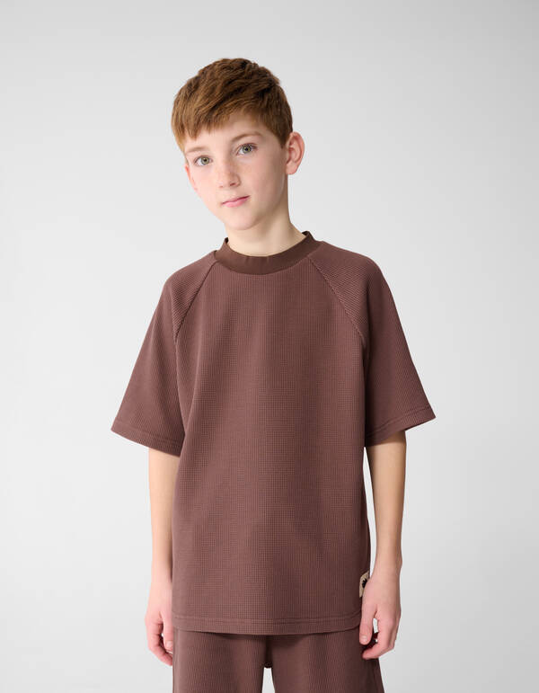 Waffelstruktur T-Shirt Dunkelbraun SHOEBY BOYS