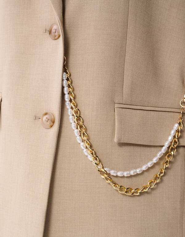 &Auml;rmelloser Blazer mit Kettenmuster, Sand SHOEBY WOMEN