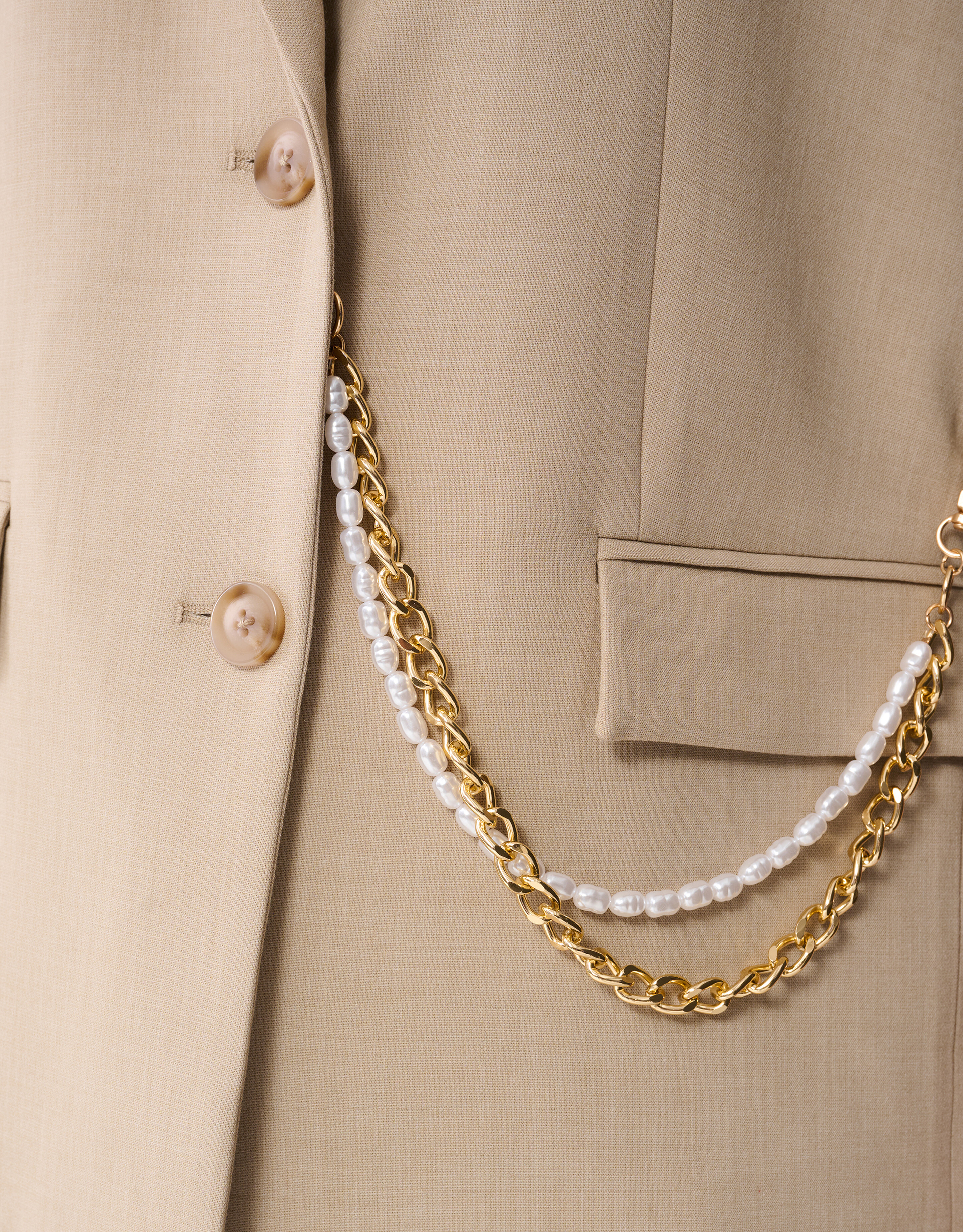 &Auml;rmelloser Blazer mit Kettenmuster, Sand SHOEBY WOMEN