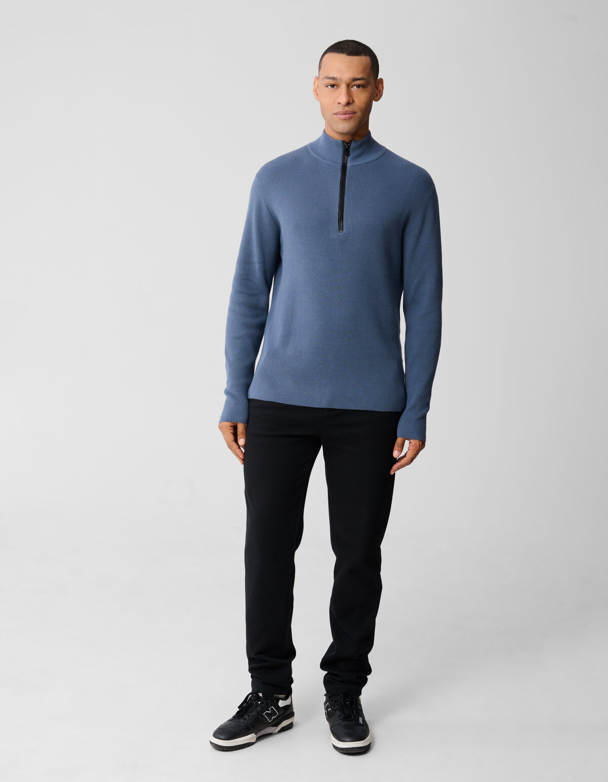 Strickpullover mit halbem Rei&szlig;verschluss Blau SHOEBY MEN