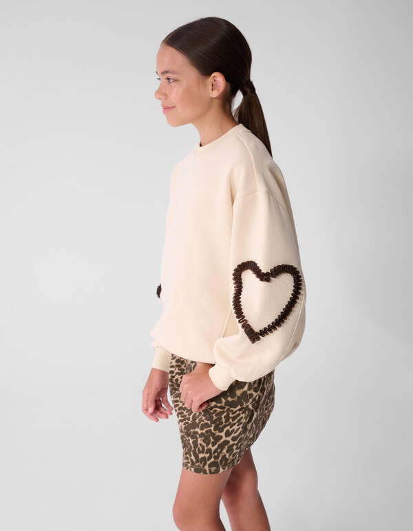 Balloon Fit Heart Pullover Gebrochenem Wei&szlig; SHOEBY GIRLS