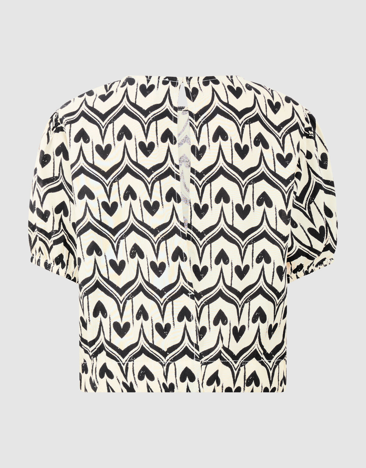 Heart Print Top Gebrochen Wei&szlig;/Schwarz SHOEBY GIRLS