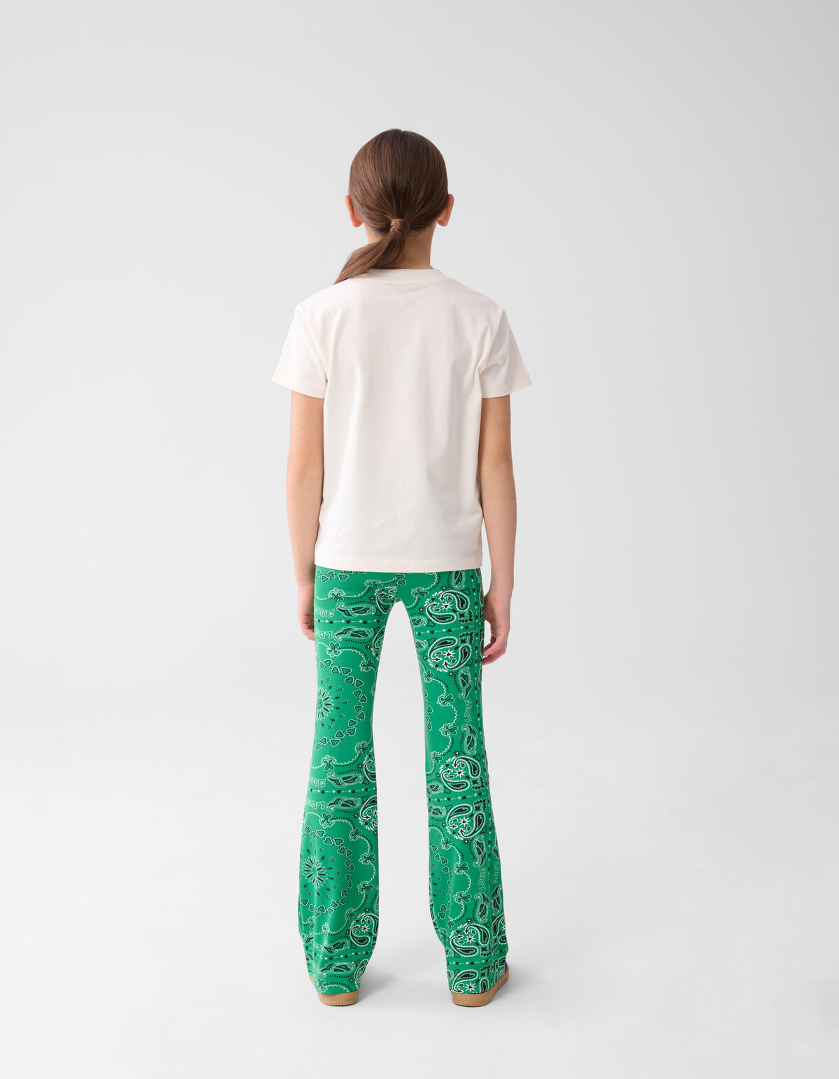 Bedruckte ausgestellte Rippen-Leggings Gr&uuml;n SHOEBY GIRLS