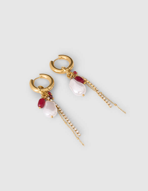 Perlen Charm Ohrringe Gold SHOEBY ACCESSOIRES