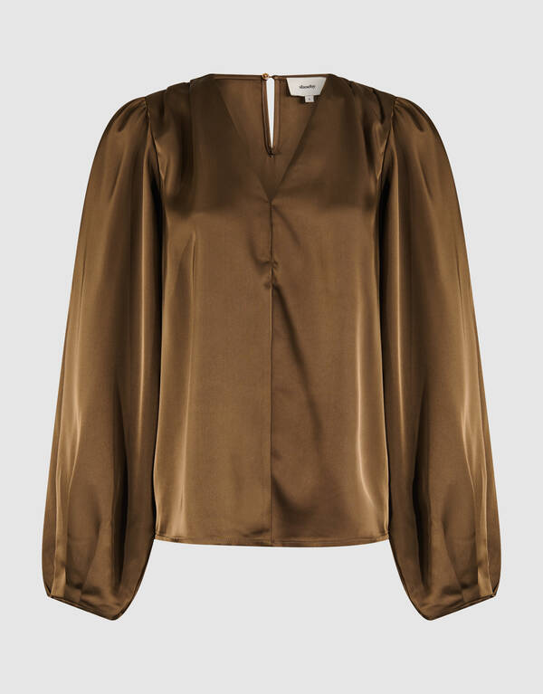 V-hals Blouse Donkergroen SHOEBY WOMEN