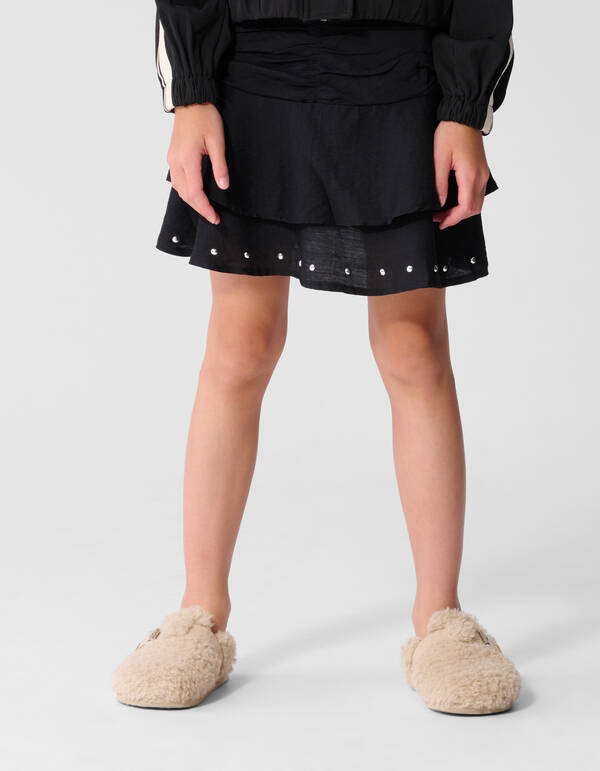 Ruffle Stud Rok Schwarz SHOEBY GIRLS