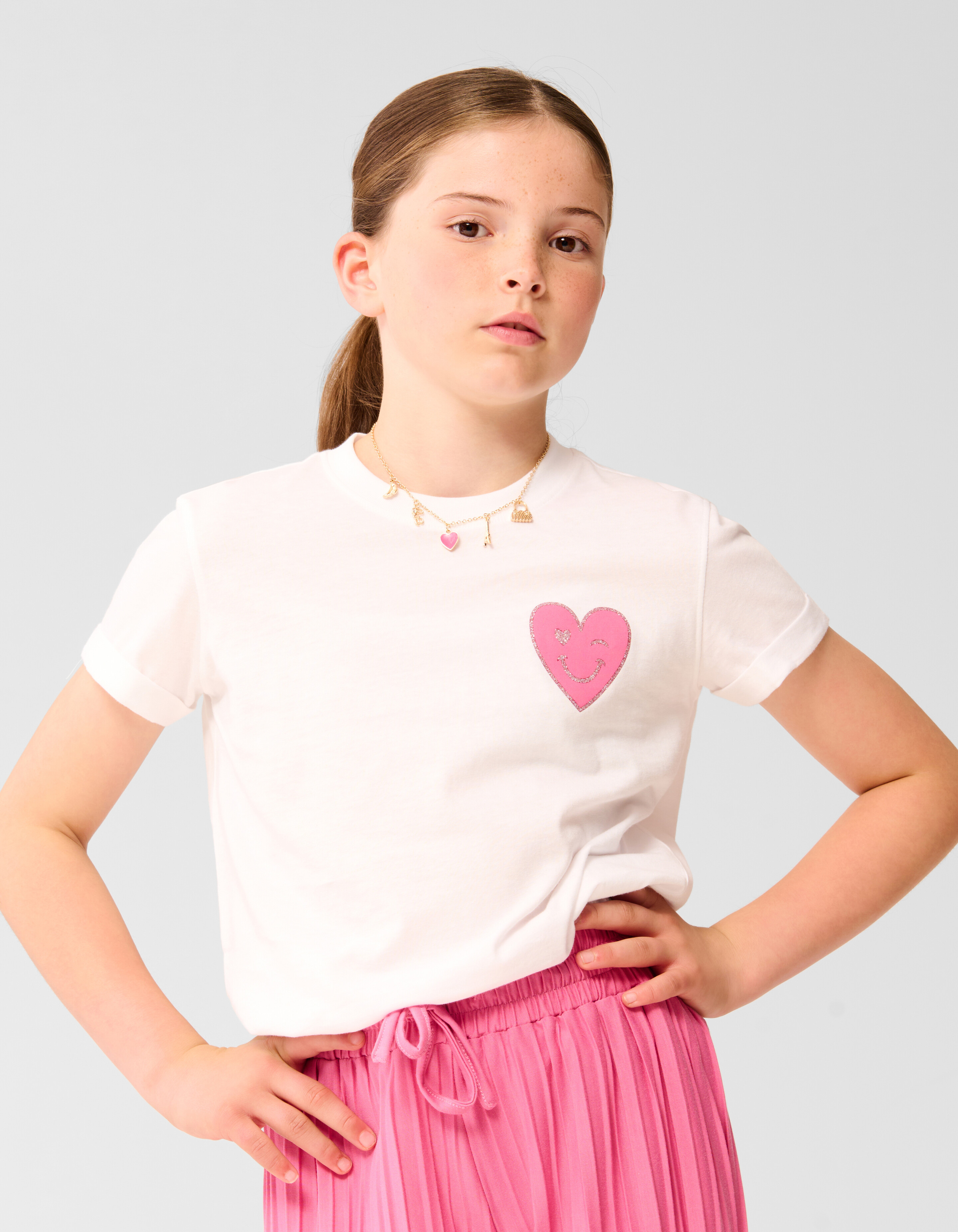 Smiley Herz T-shirt Weiß SHOEBY GIRLS
