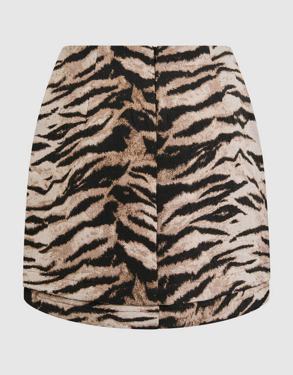 Jacquard Tiger Minirock Hellbraun SHOEBY WOMEN