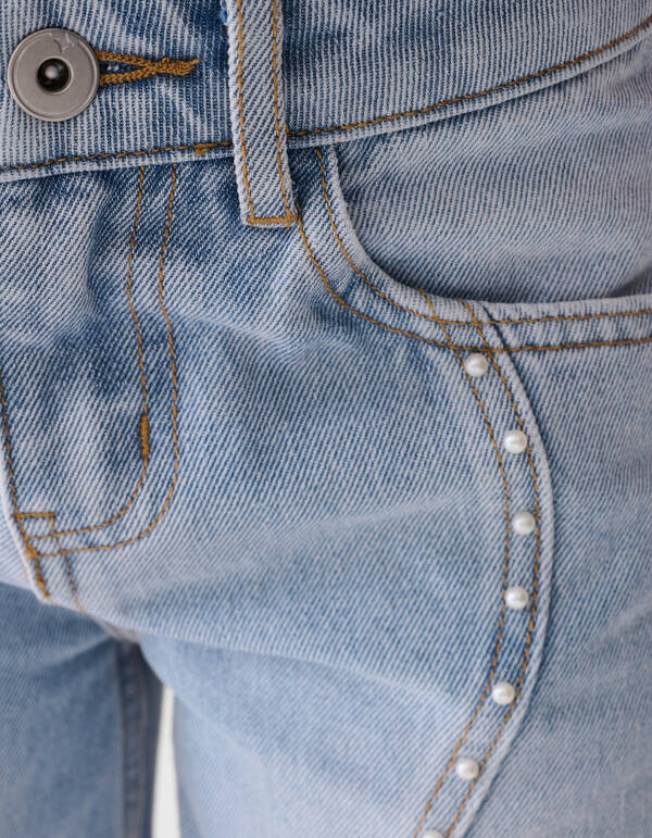 Ultra-weite, gewellte Jeans mit Perlenmuster, gebl SHOEBY GIRLS