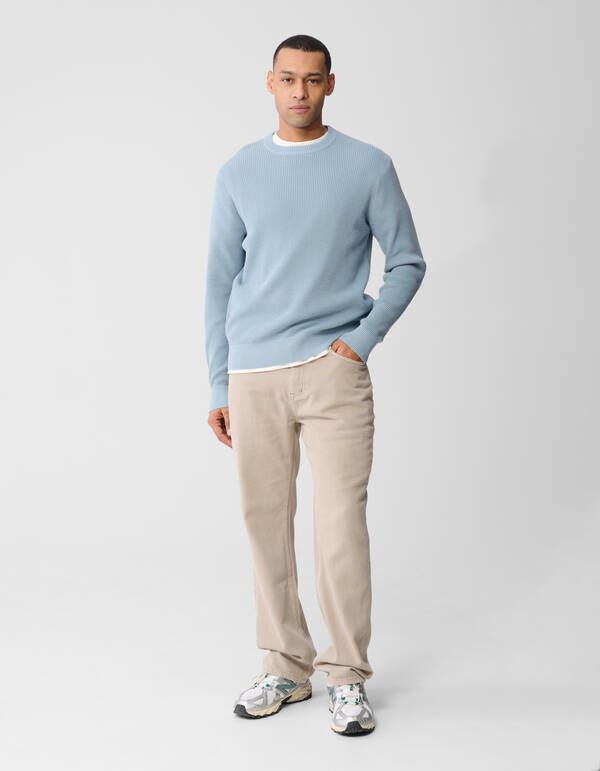 Gestrickter Waffelpullover Hellblau SHOEBY MEN