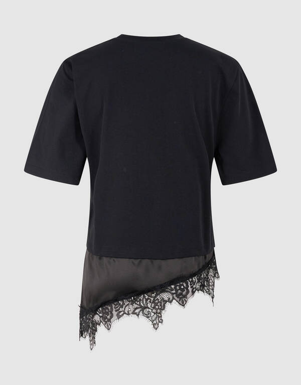 Kanten Satinen T-Shirt Schwarz SHOEBY WOMEN