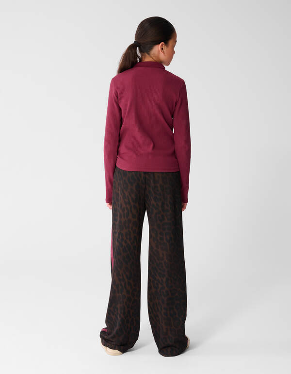 Collar Zip Longsleeve Top Donkerrood SHOEBY GIRLS