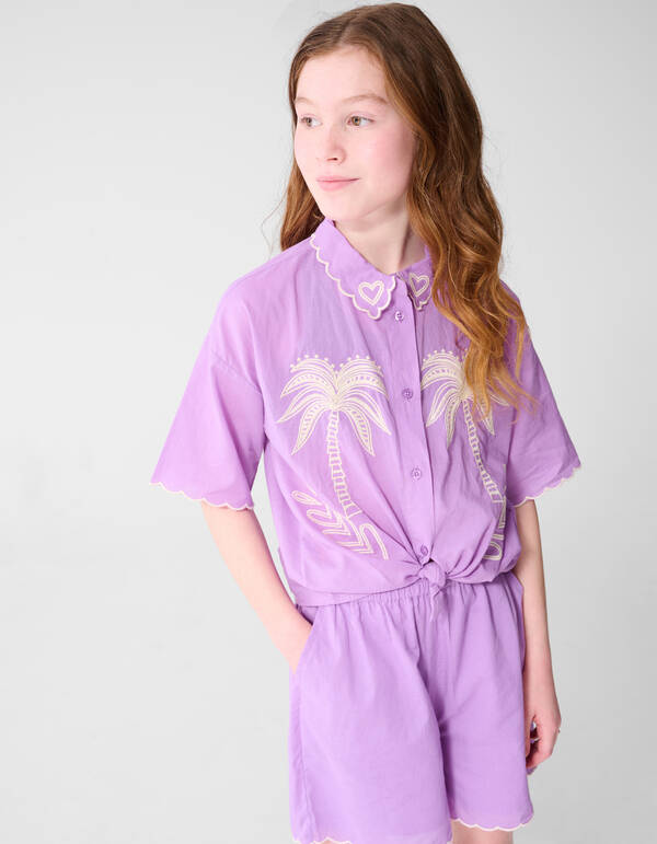 Tropische Stickerei Bluse Lila SHOEBY GIRLS
