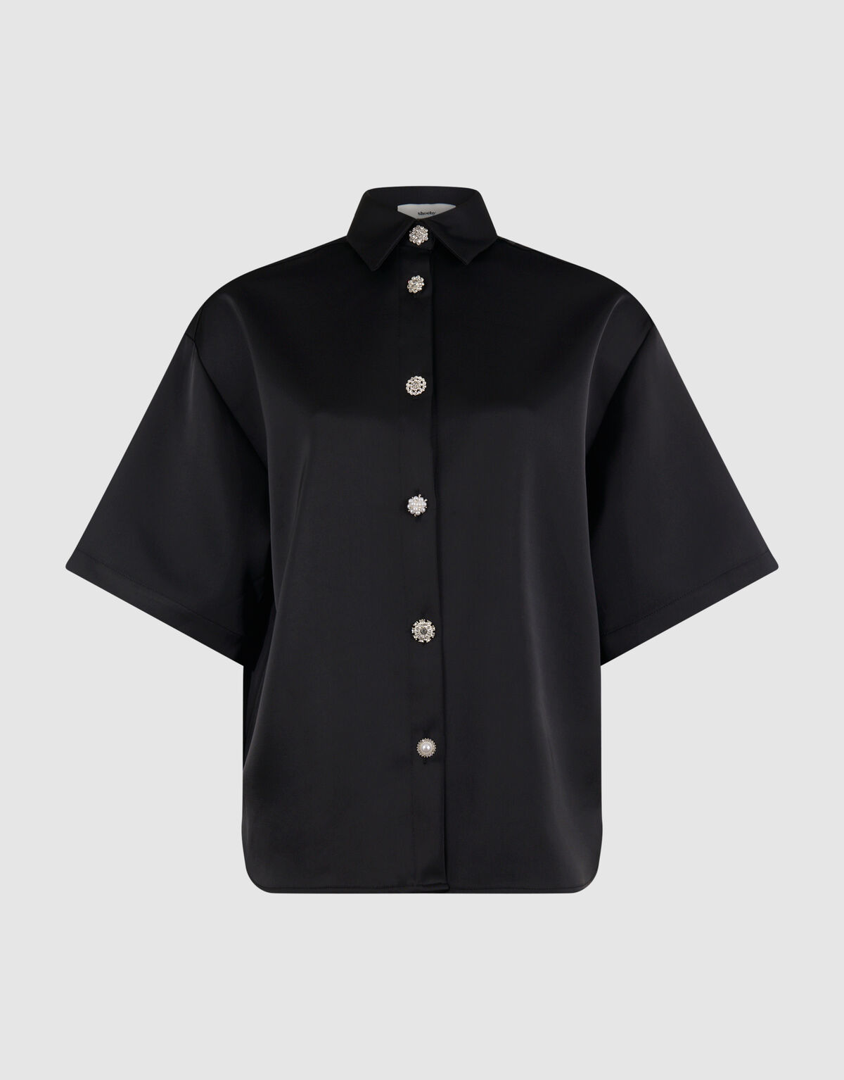 &Uuml;bergro&szlig;e Satinbluse Schwarz von Monica SHOEBY WOMEN