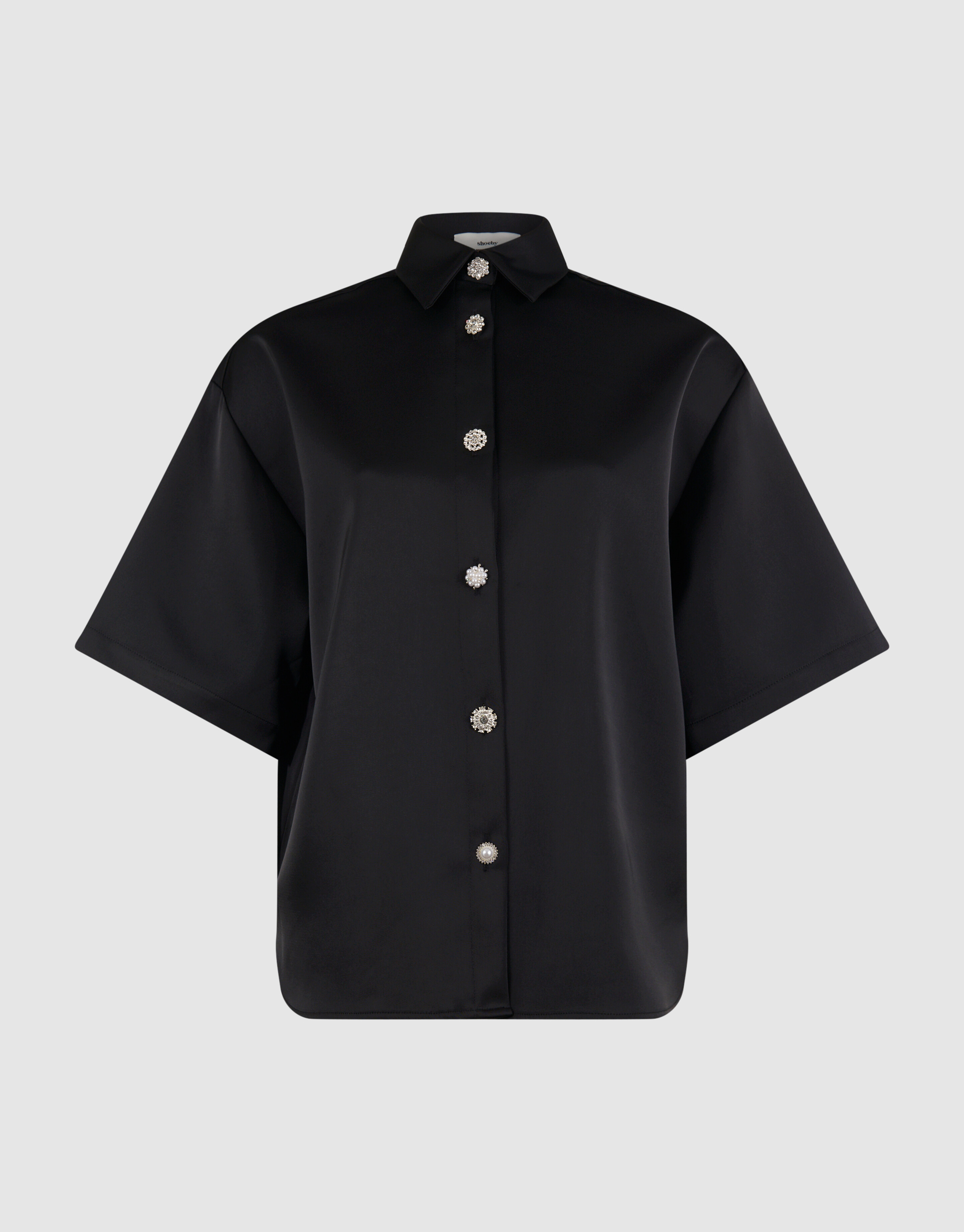 &Uuml;bergro&szlig;e Satinbluse Schwarz von Monica SHOEBY WOMEN