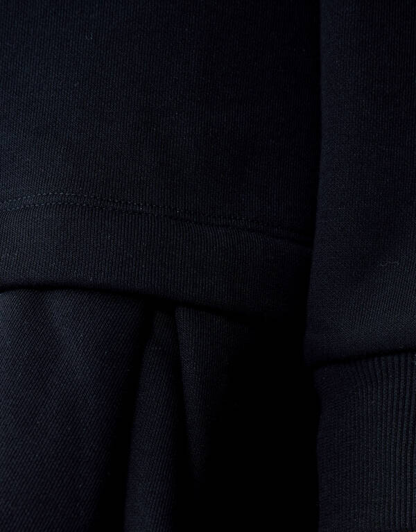 Oversized Sweatshirt-Kleid mit R&uuml;schen Schwarz SHOEBY WOMEN