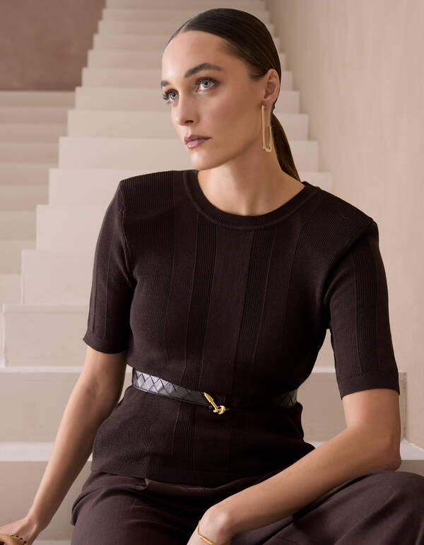 Gestricktes Rippentop Dunkelbraun von Mieke SHOEBY WOMEN