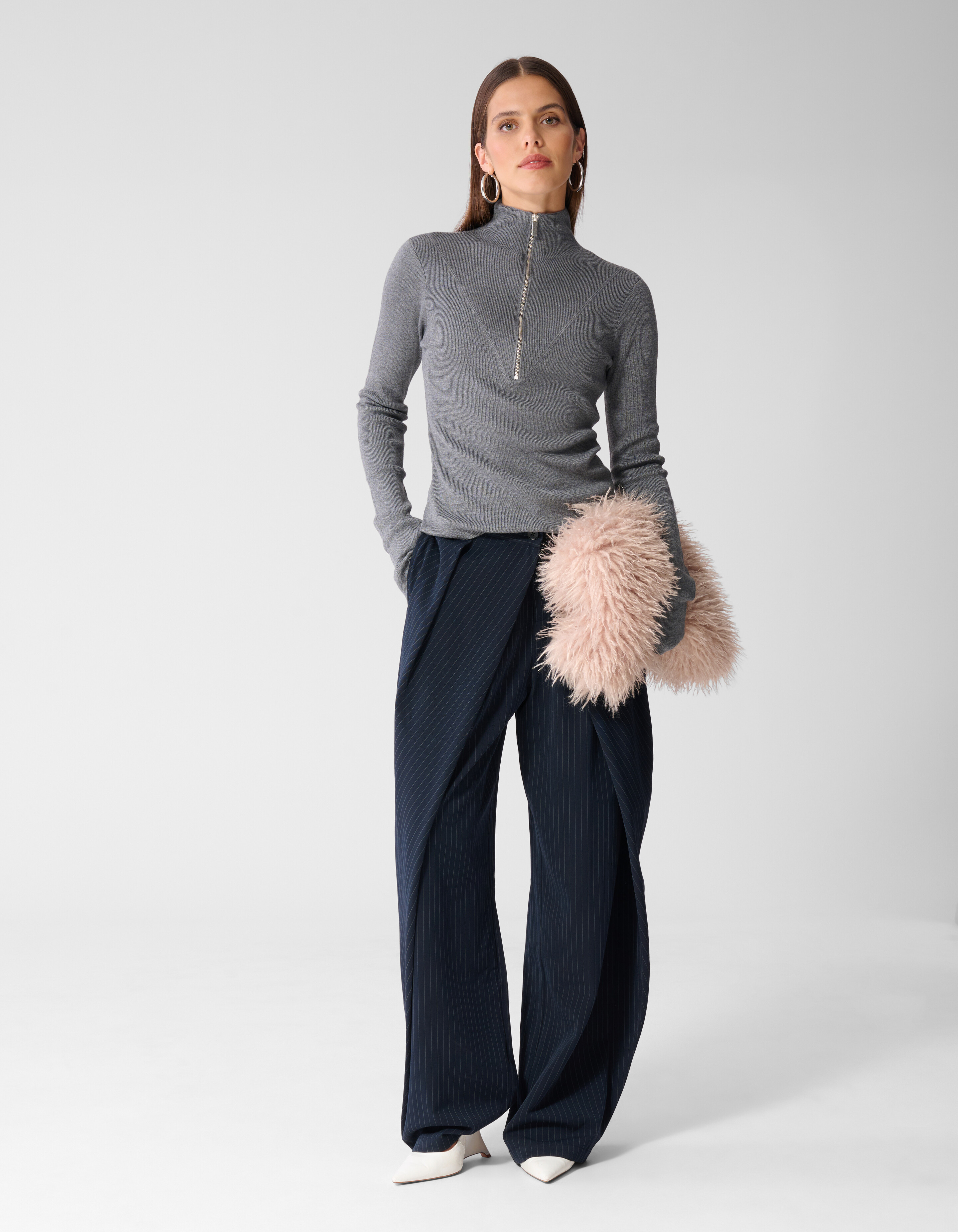 Ski-Pullover mit halbem Rei&szlig;verschluss grau SHOEBY WOMEN