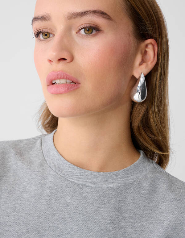 Cropped Boxy Fit T-Shirt Hellgrau SHOEBY WOMEN