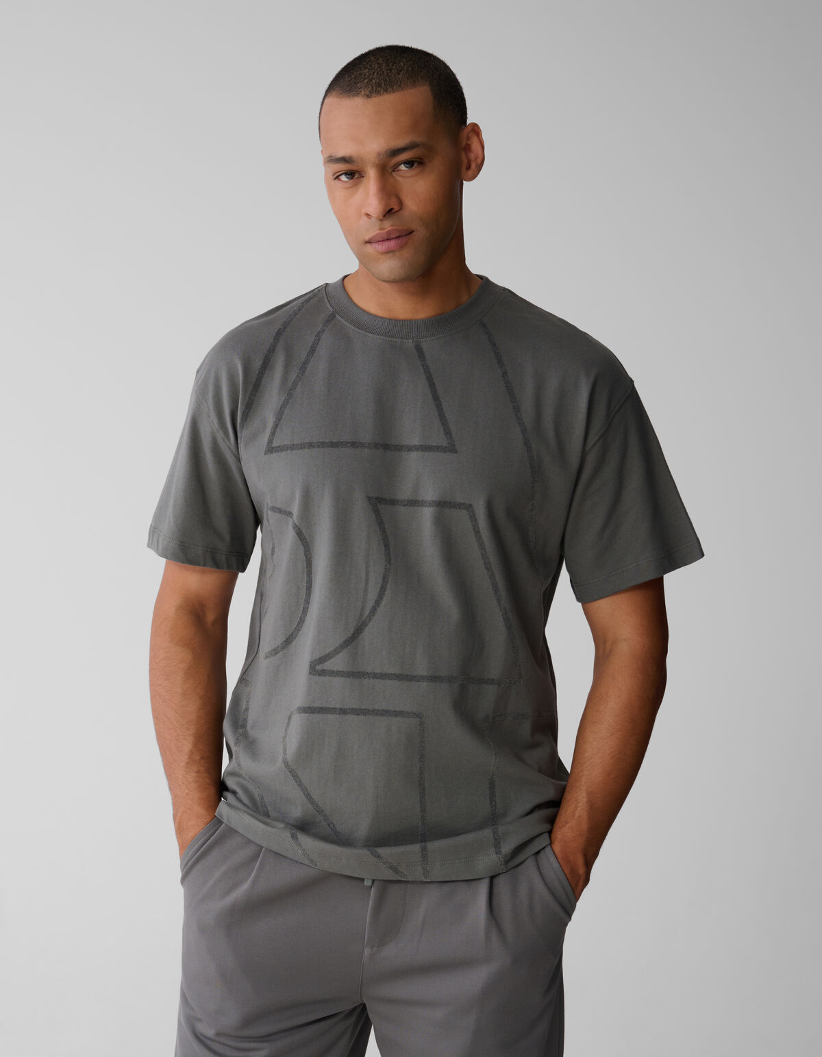 Flock Line Artwork T-shirt Dunkelgrün SHOEBY MEN