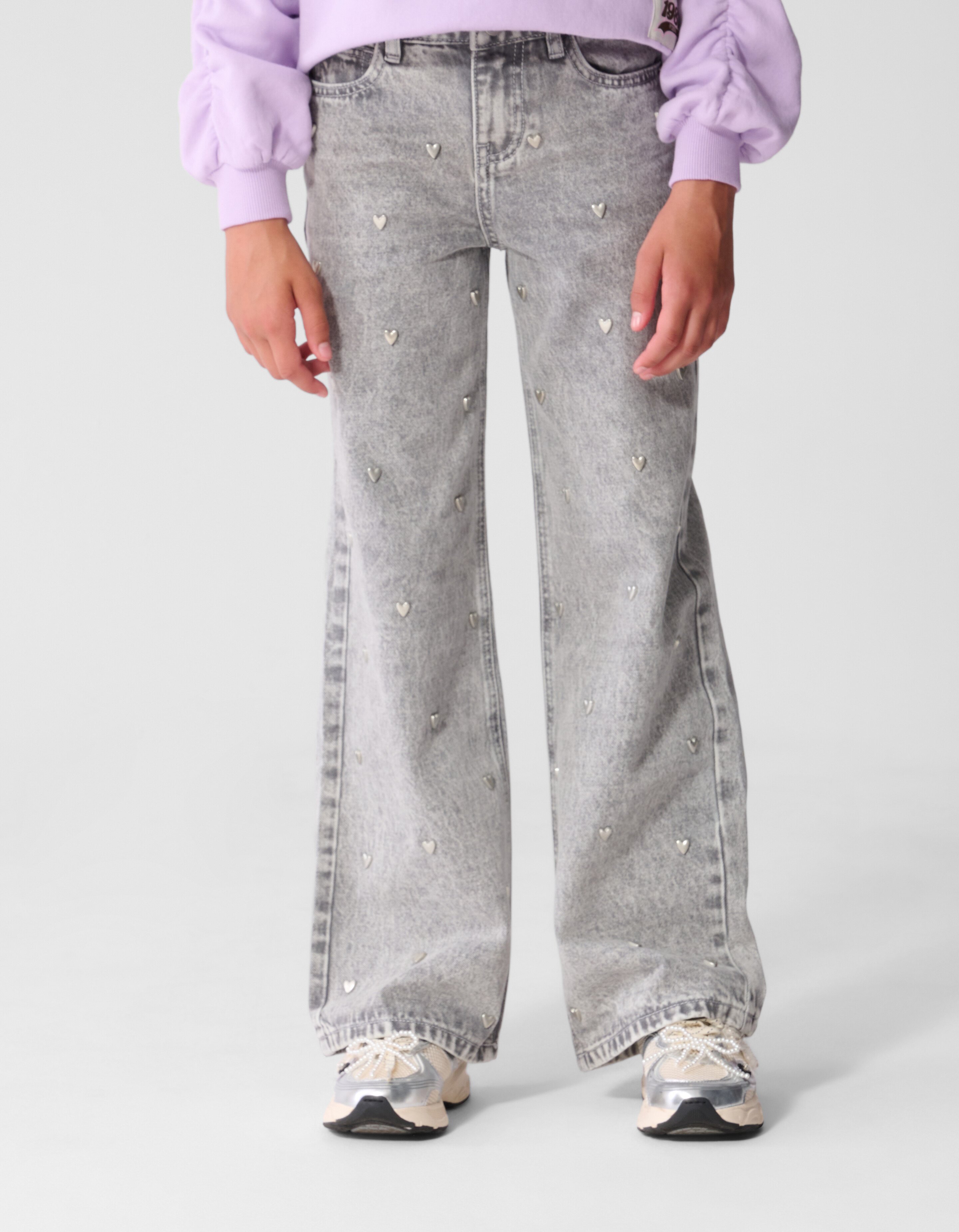 Weit geschnittene Jeans mit Nieten, grau SHOEBY GIRLS