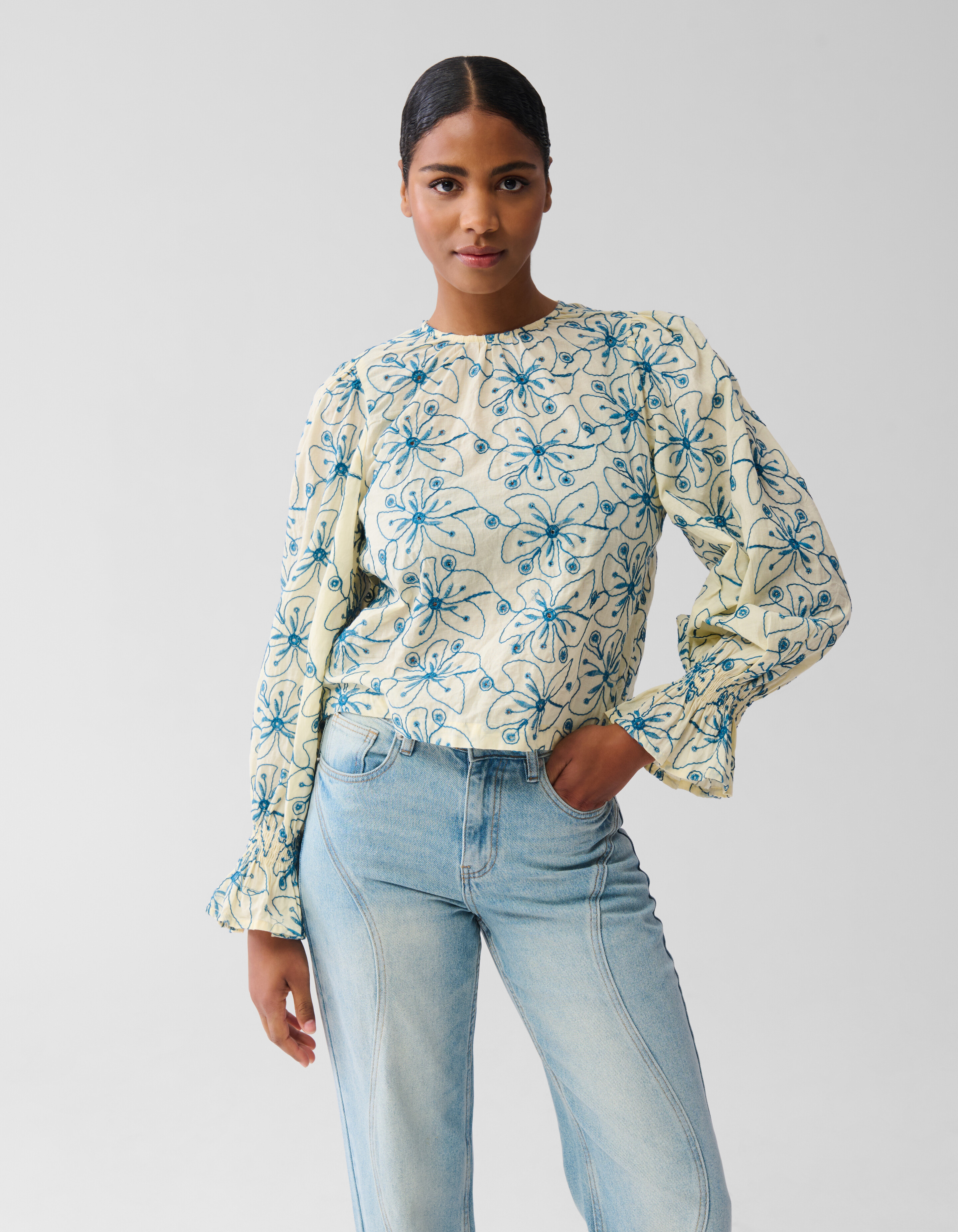 Broderie-Bluse Gelb SHOEBY WOMEN