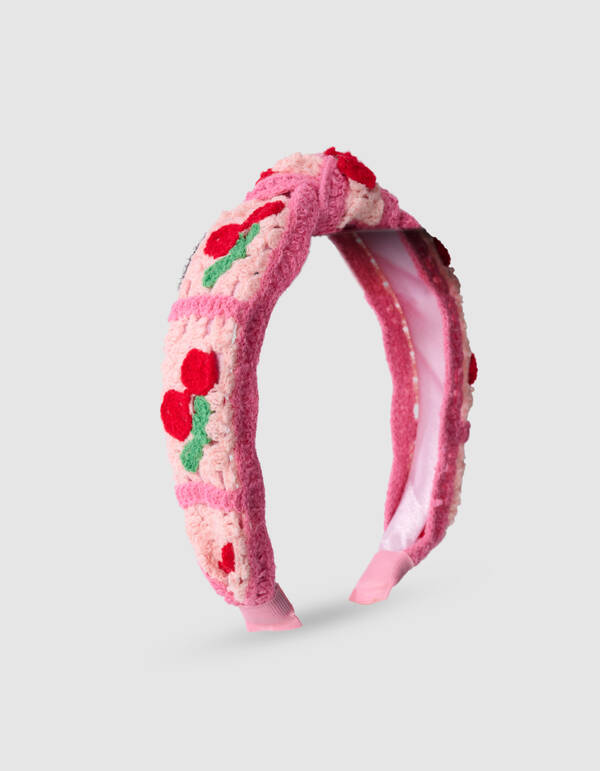 Gestricktes Cherry-Haarband in Hellrosa SHOEBY ACCESSOIRES