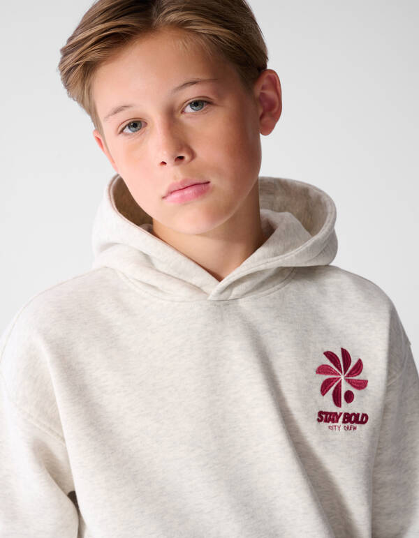 Oversized Fit Bold Artwork Hoodie Lichtgrijs SHOEBY BOYS