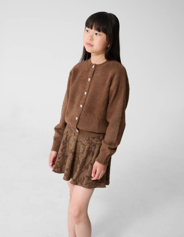 Flauschige Strickjacke mit Kn&ouml;pfen Braun SHOEBY GIRLS