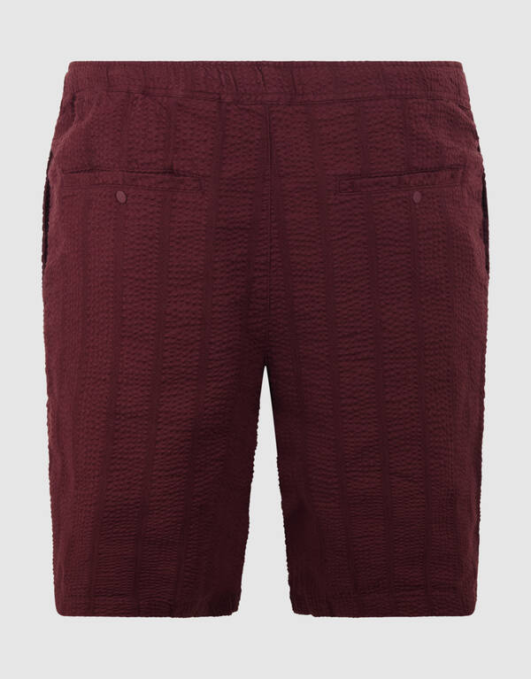 Seersucker-Streifen-Short Dunkelrot SHOEBY MEN