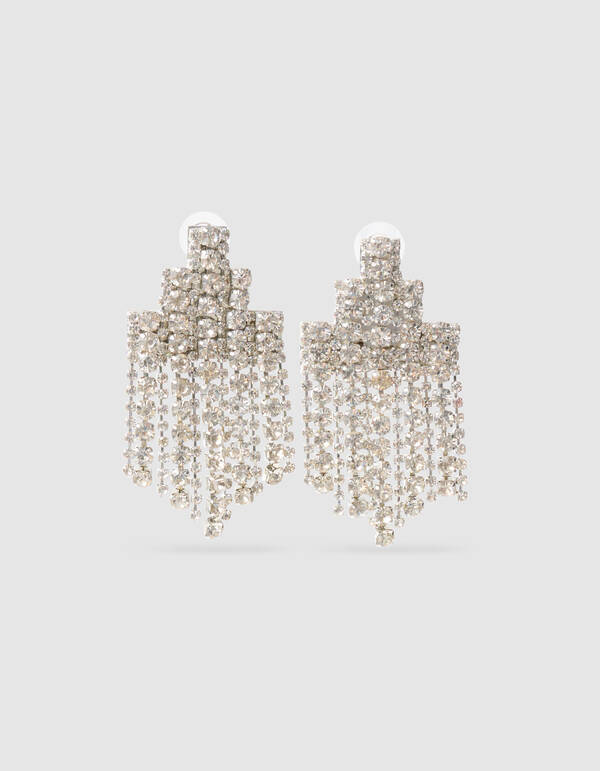 Gro&szlig;e Strass-Ohrringe Silber SHOEBY ACCESSOIRES